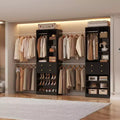 Besiost Freestanding Closet Storage System with Shoes Shelf and Hanging Rods, Walk-In Closet Organizer with Drawers