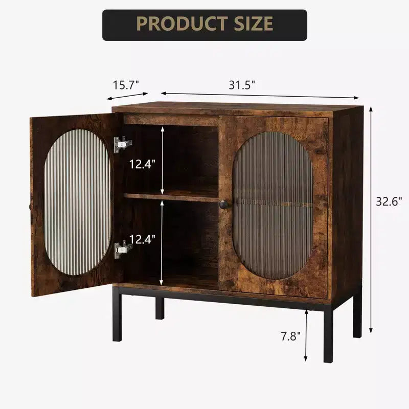 COZONY 32 Buffet Cabinet with Glass or Rattan Doors, Adjustable Shelves, Modern Accent Sideboard Console for Living Room, Dining Room, Hallway