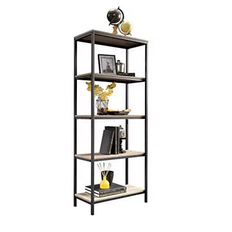 HomeStock 65 H. Oak Wood Vertical Bookshelves 3 with Tier Shelves