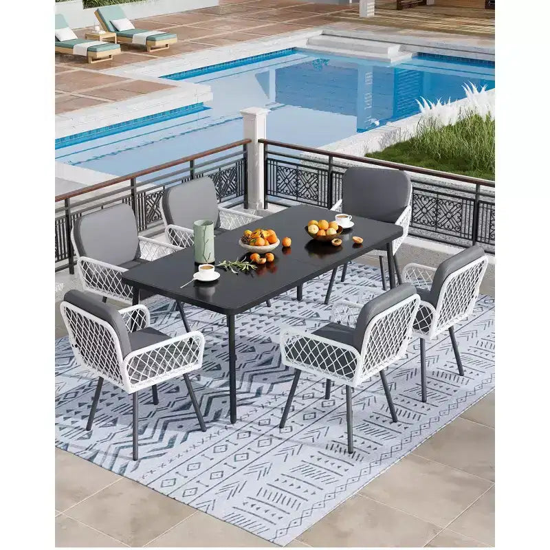 Modern Outdoor Armchair Durable Metal Patio Chair for Gardens, Balconies, and Poolside