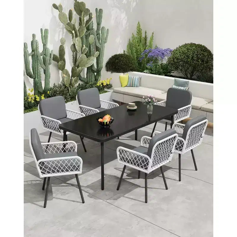Modern Outdoor Armchair Durable Metal Patio Chair for Gardens, Balconies, and Poolside