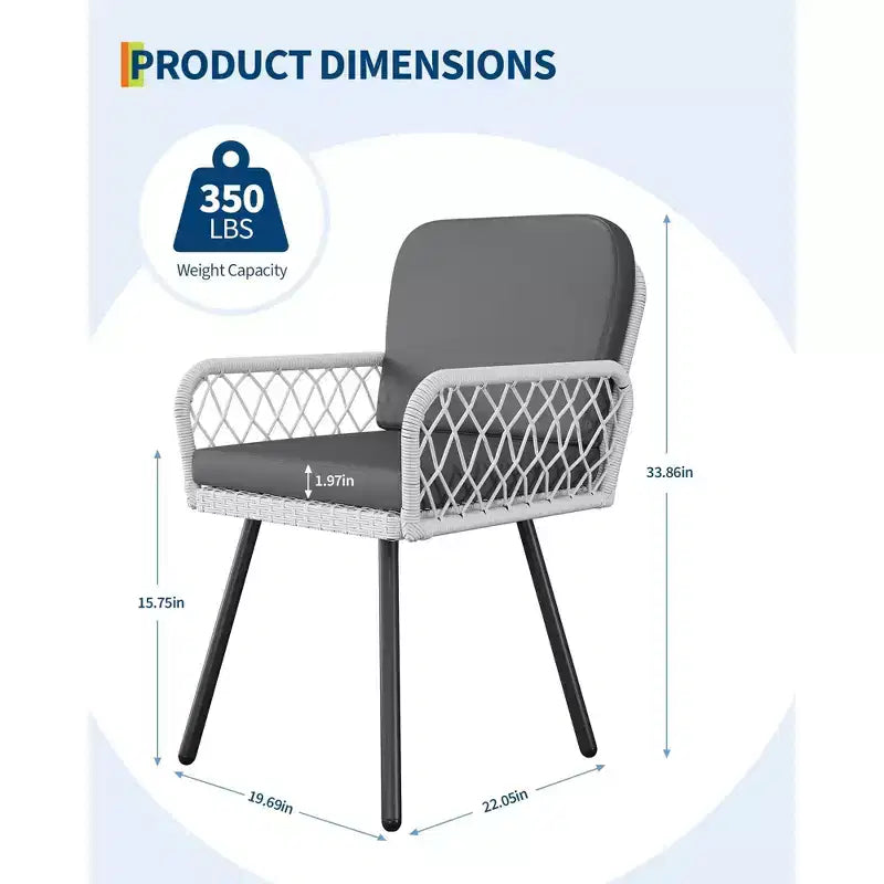 Modern Outdoor Armchair Durable Metal Patio Chair for Gardens, Balconies, and Poolside