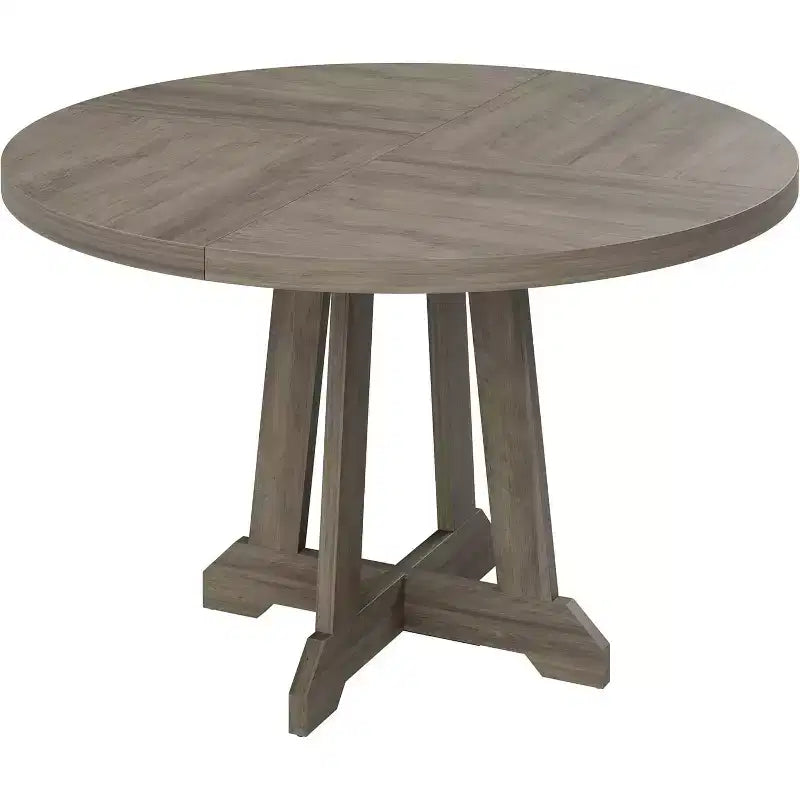 Round Dining Table for 4, 47 Inch Wooden Kitchen Circle Dinner Table with Sturty Legs for Dining Room, Kitchen, Grey