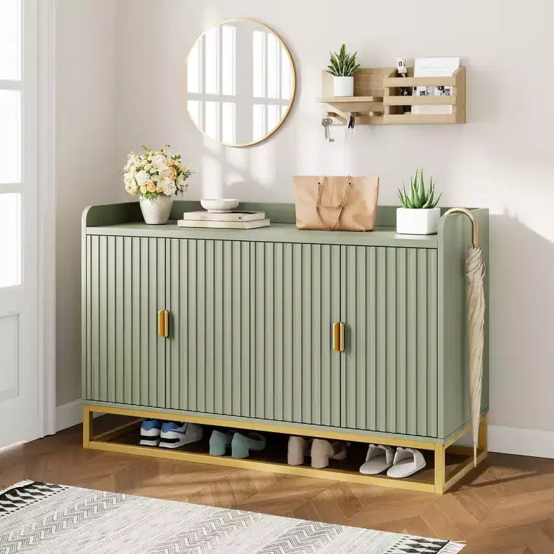 47.2 Modern Fluted Sideboard & Media Console - Adjustable Shelf Storage Cabinet for Kitchen, Living Room & Entryway