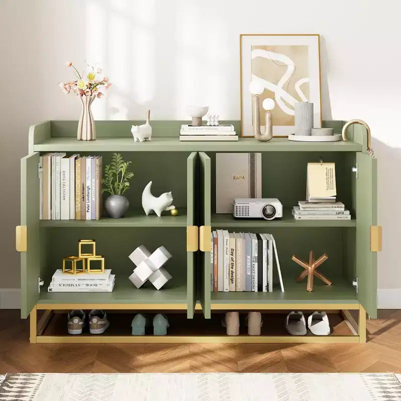 47.2 Modern Fluted Sideboard & Media Console - Adjustable Shelf Storage Cabinet for Kitchen, Living Room & Entryway