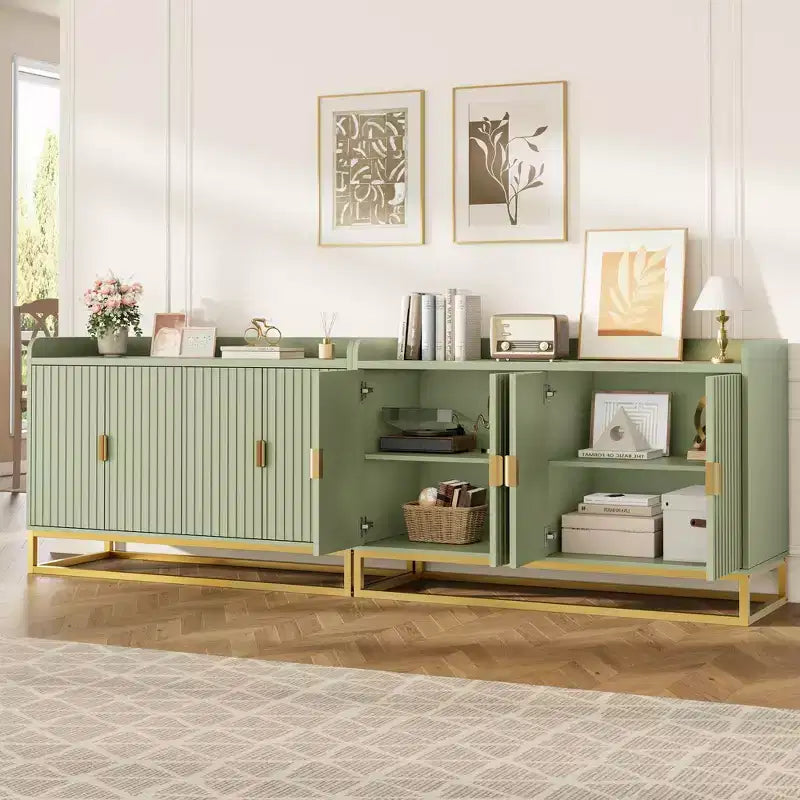 47.2 Modern Fluted Sideboard & Media Console - Adjustable Shelf Storage Cabinet for Kitchen, Living Room & Entryway