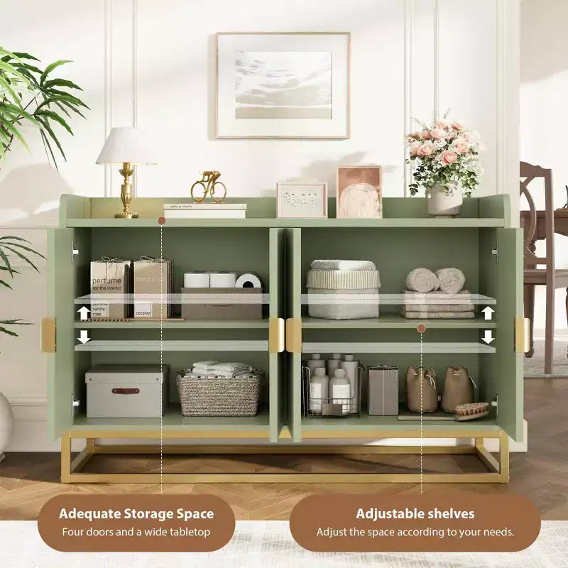 47.2 Modern Fluted Sideboard & Media Console - Adjustable Shelf Storage Cabinet for Kitchen, Living Room & Entryway