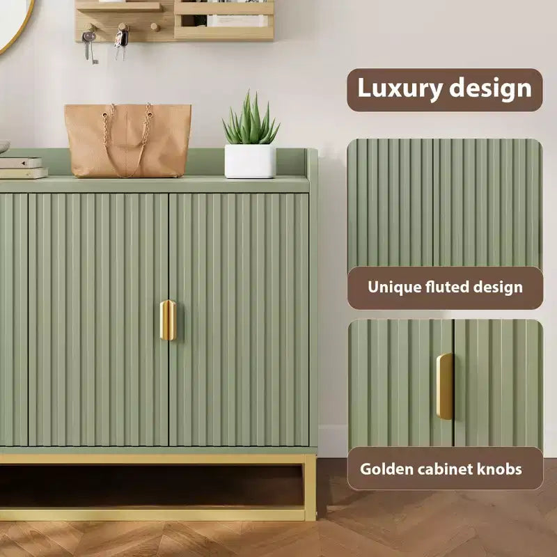 47.2 Modern Fluted Sideboard & Media Console - Adjustable Shelf Storage Cabinet for Kitchen, Living Room & Entryway