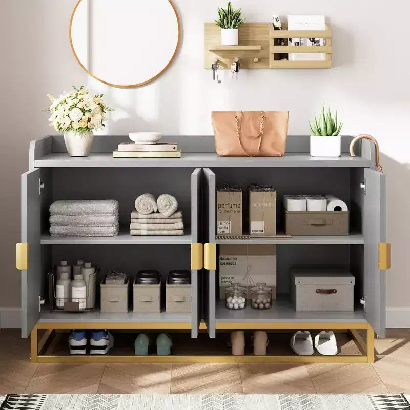 47.2 Modern Fluted Sideboard & Media Console - Adjustable Shelf Storage Cabinet for Kitchen, Living Room & Entryway