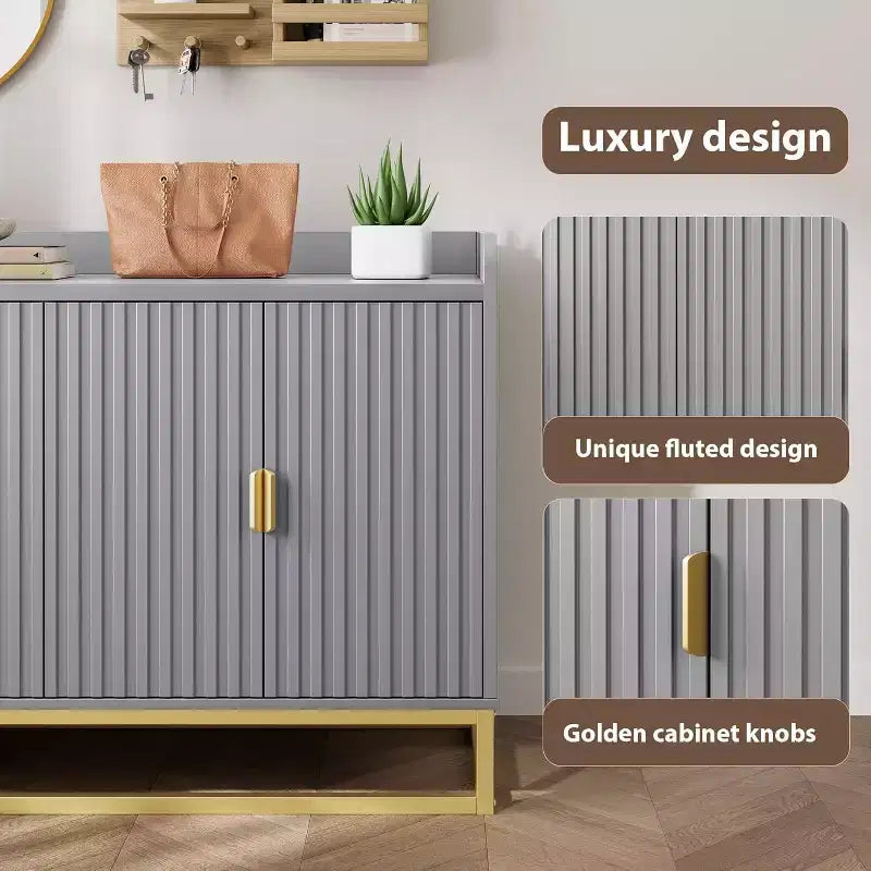 47.2 Modern Fluted Sideboard & Media Console - Adjustable Shelf Storage Cabinet for Kitchen, Living Room & Entryway