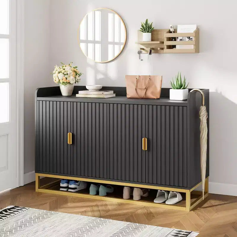 47.2 Modern Fluted Sideboard & Media Console - Adjustable Shelf Storage Cabinet for Kitchen, Living Room & Entryway