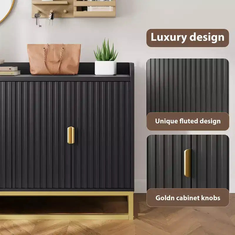 47.2 Modern Fluted Sideboard & Media Console - Adjustable Shelf Storage Cabinet for Kitchen, Living Room & Entryway