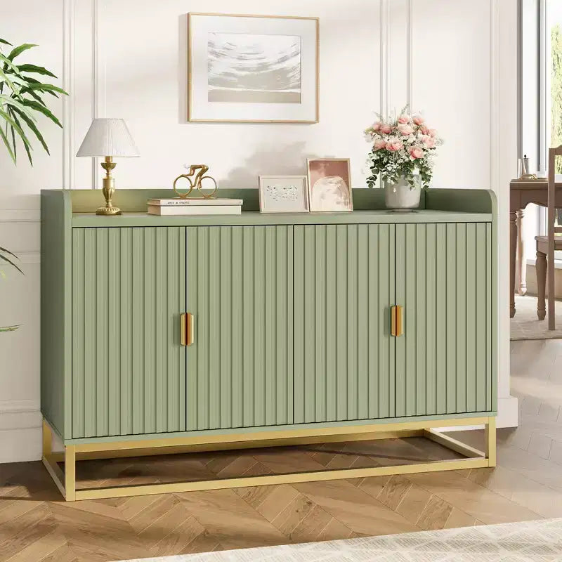 47.2 Modern Fluted Sideboard & Media Console - Adjustable Shelf Storage Cabinet for Kitchen, Living Room & Entryway