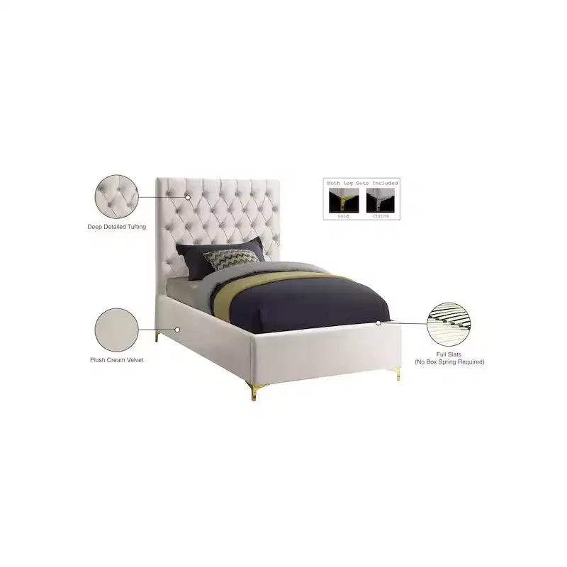Meridian Furniture,Cruz Velvet Bed