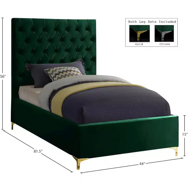 Meridian Furniture,Cruz Velvet Bed