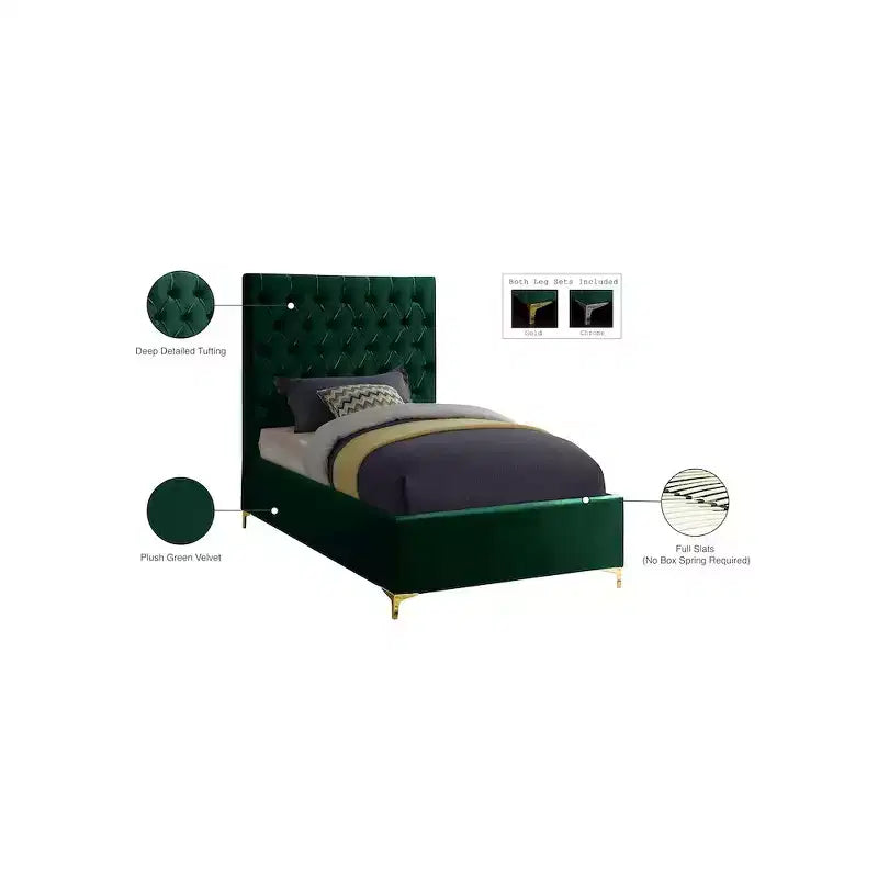 Meridian Furniture,Cruz Velvet Bed