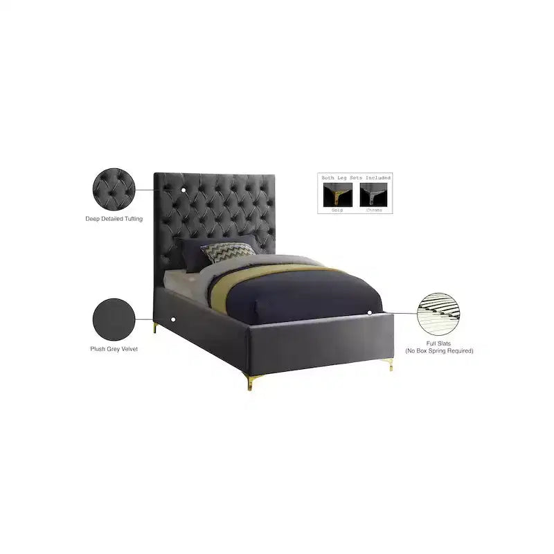 Meridian Furniture,Cruz Velvet Bed