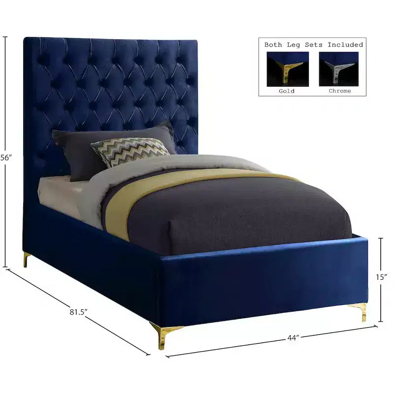 Meridian Furniture,Cruz Velvet Bed