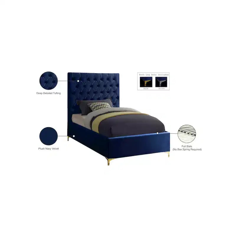 Meridian Furniture,Cruz Velvet Bed