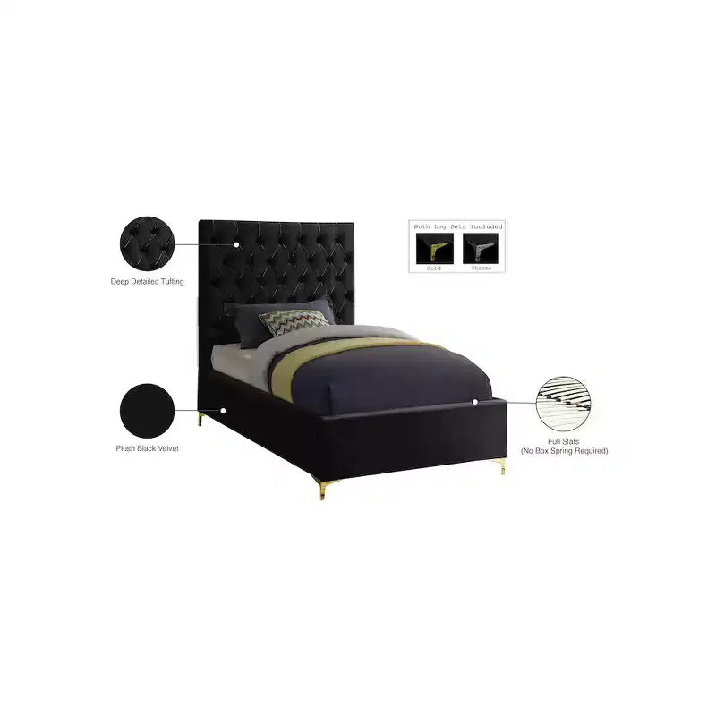 Meridian Furniture,Cruz Velvet Bed