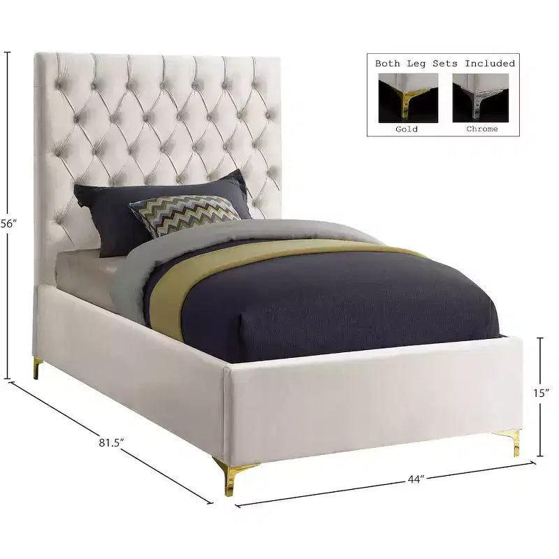 Meridian Furniture,Cruz Velvet Bed