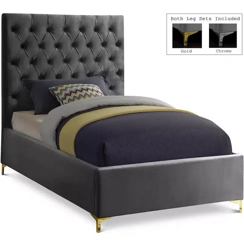 Meridian Furniture,Cruz Velvet Bed
