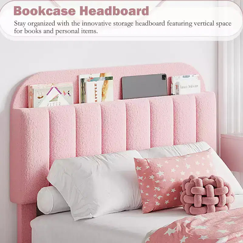 Platform Bed Frame with Two Flexible Storage Drawers, Padded Platform Bed Frame, Easy to Assemble, No Spring Mattress Required, Quiet Operation