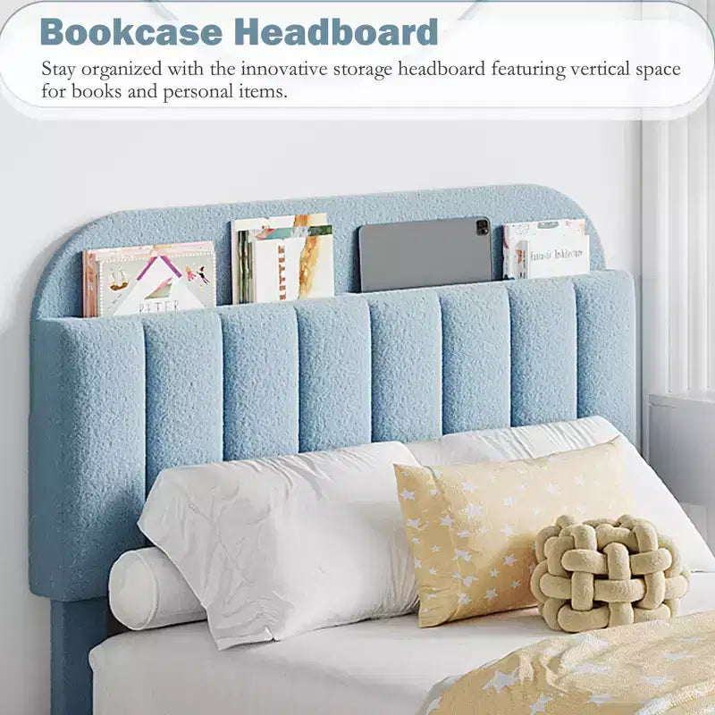 Platform Bed Frame with Two Flexible Storage Drawers, Padded Platform Bed Frame, Easy to Assemble, No Spring Mattress Required, Quiet Operation