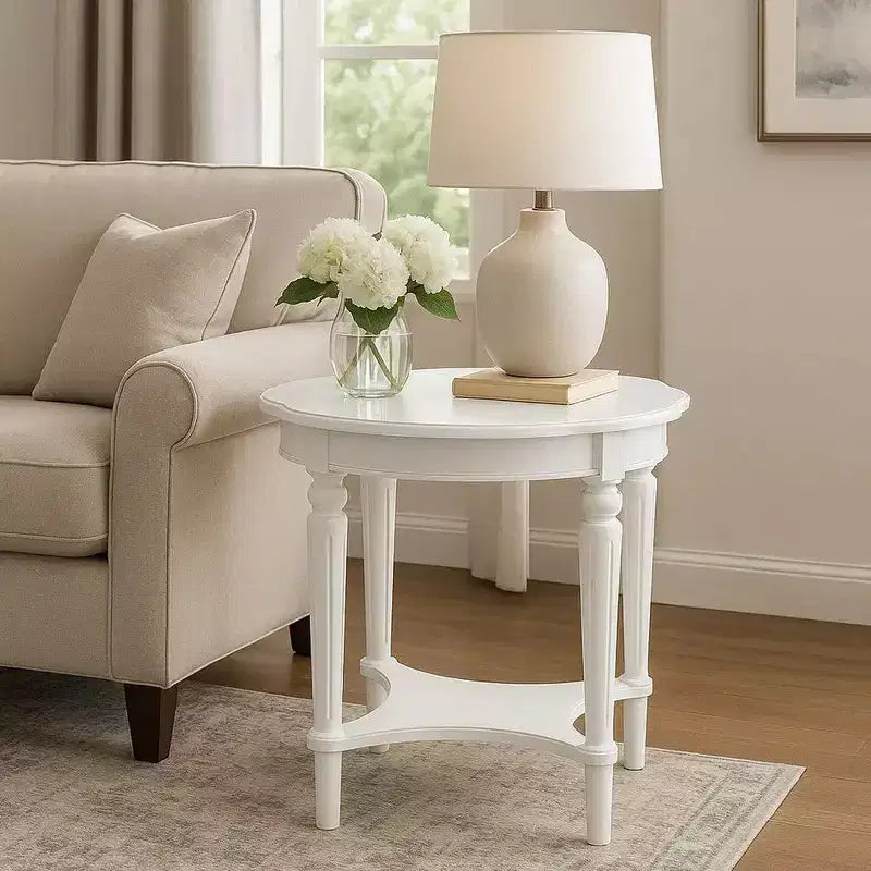 Royal Hampton End Table with Carved Details, Cherry Brown