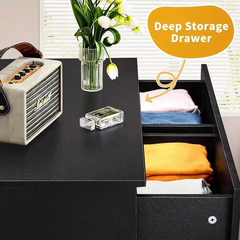 Karl Home 5-Drawer Dresser for Bedroom and Chest of Drawers with Sturdy Construction Wood Storage Organizer for Closet black