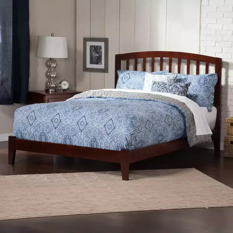 HomeStock 16.54 in.H Walnut King Size Freestanding Headboards with Bed Frame