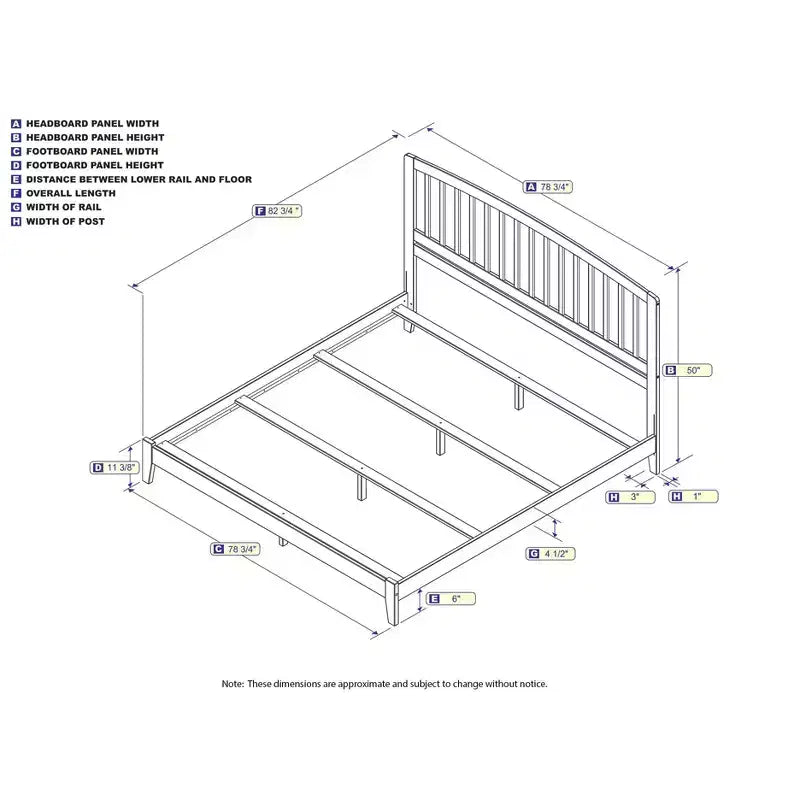 HomeStock 16.54 in.H Walnut King Size Freestanding Headboards with Bed Frame