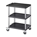 VEVOR Utility Cart, 300 lbs Load Capacity, 27.6 x 18.1-inch Service Cart, Three-Shelf Heavy Duty Plastic Utility Cart with 360 Swivel Wheels, Black