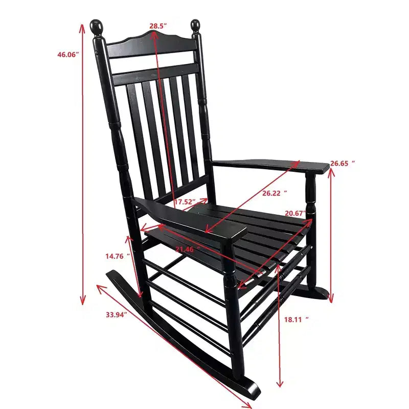 Balcony Porch Rocking Chair, Wood Porch Rocker Chair , All Weather- Resistant Patio Rocking Chair for Garden, Lawn, Balcony, Backyard