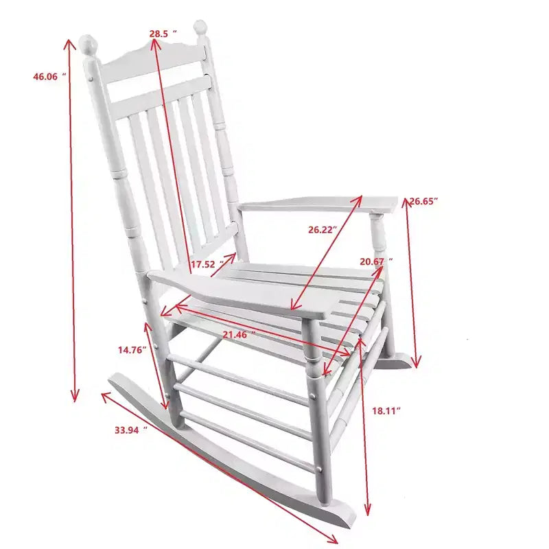 Balcony Porch Rocking Chair, Wood Porch Rocker Chair , All Weather- Resistant Patio Rocking Chair for Garden, Lawn, Balcony, Backyard
