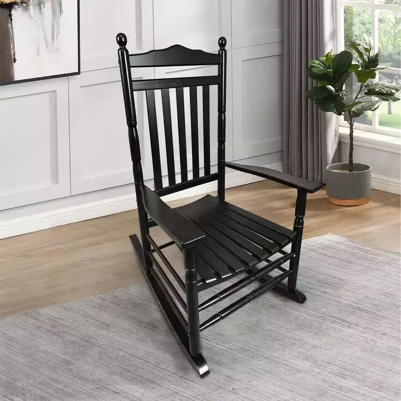 Balcony Porch Rocking Chair, Wood Porch Rocker Chair , All Weather- Resistant Patio Rocking Chair for Garden, Lawn, Balcony, Backyard