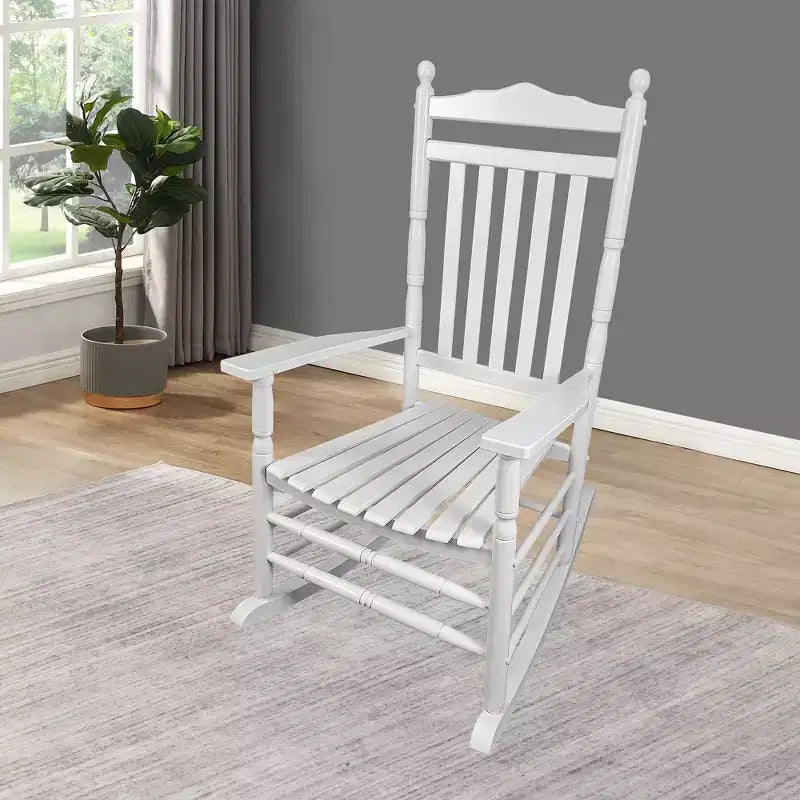Balcony Porch Rocking Chair, Wood Porch Rocker Chair , All Weather- Resistant Patio Rocking Chair for Garden, Lawn, Balcony, Backyard