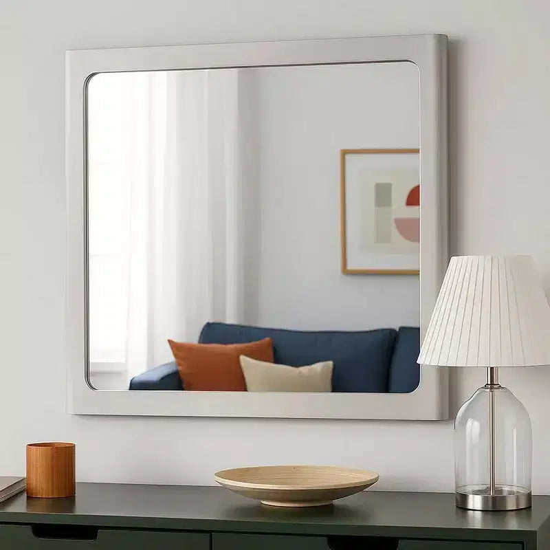 Royal Hampton Dresser Mirror, 40 Inch White Oak Rubberwood, Beveled Edge
