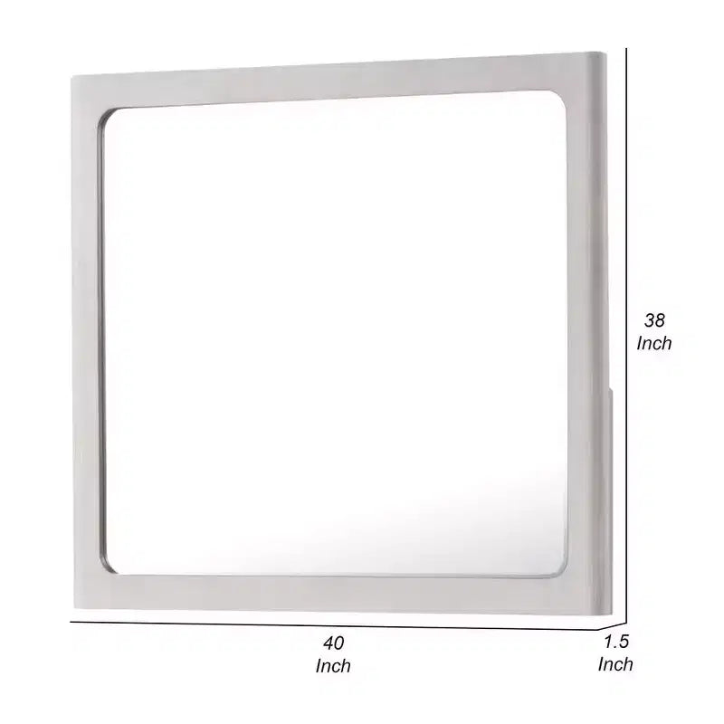 Royal Hampton Dresser Mirror, 40 Inch White Oak Rubberwood, Beveled Edge