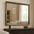 Royal Hampton Dresser Mirror, Walnut Brown Solid Wood, Rectangular 45 Inch Frame