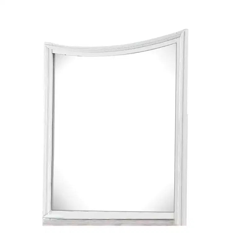 Royal Hampton Dresser Mirror, Curved Crown Molded Details, White Solid Wood