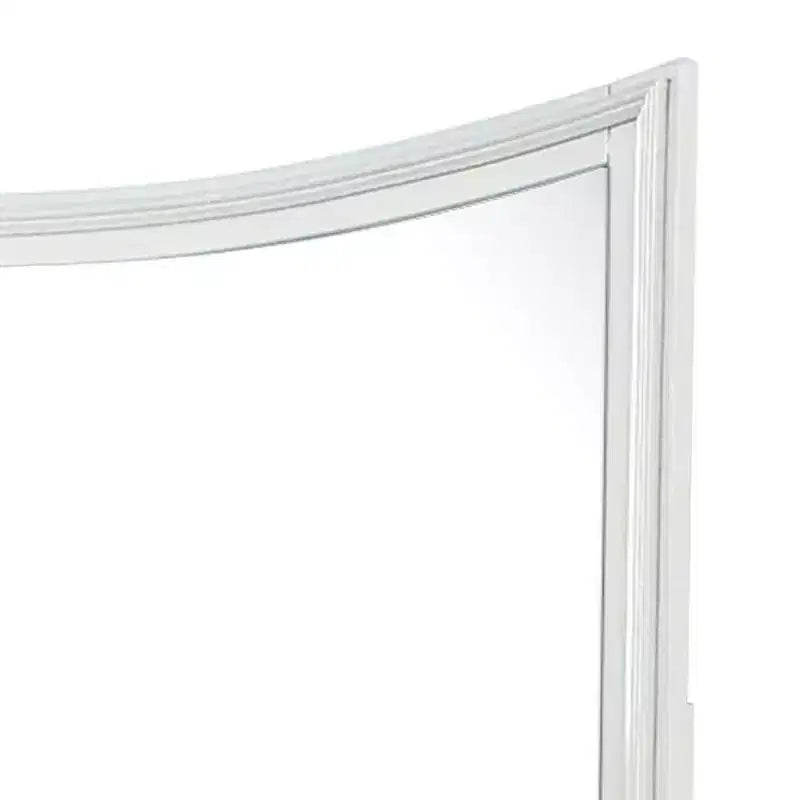 Royal Hampton Dresser Mirror, Curved Crown Molded Details, White Solid Wood