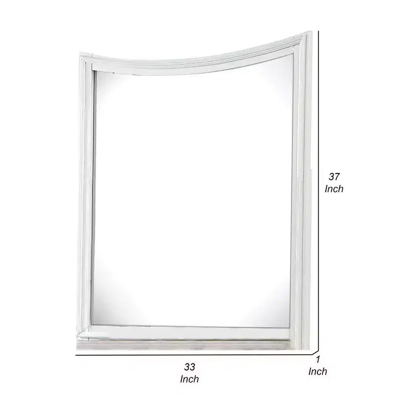 Royal Hampton Dresser Mirror, Curved Crown Molded Details, White Solid Wood