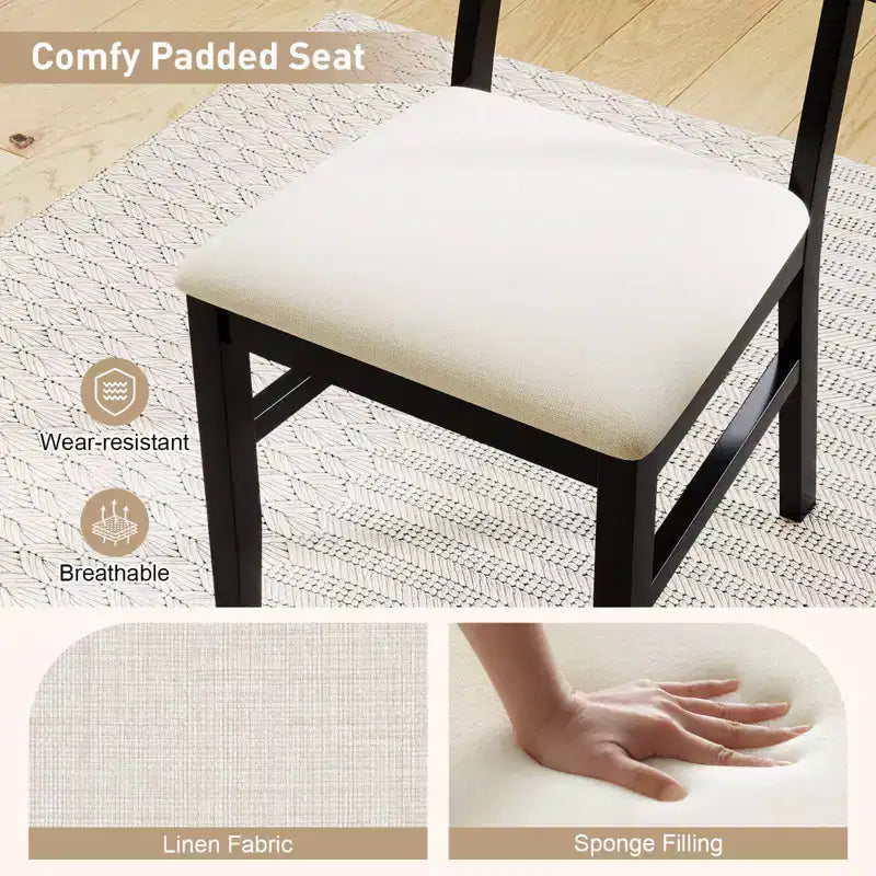 Costway Rattan Dining Chairs Set of 2/4 with Padded Seat, Rubber Wood Legs & Curved Backrest