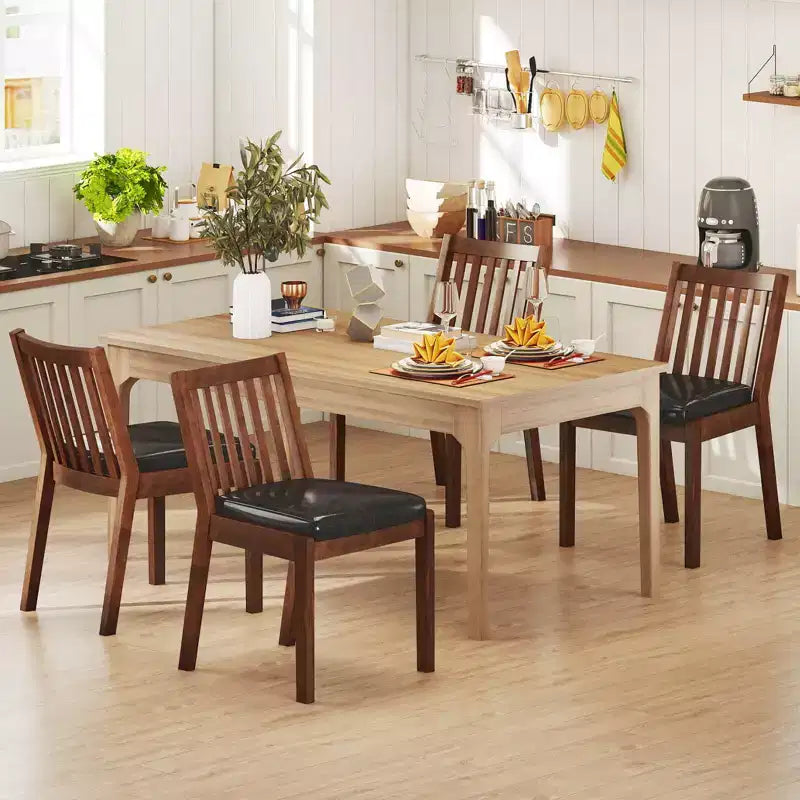 Costway Dining Chair Set of 2/4 PU Leather Upholstered Kitchen Armless Chairs Espresso
