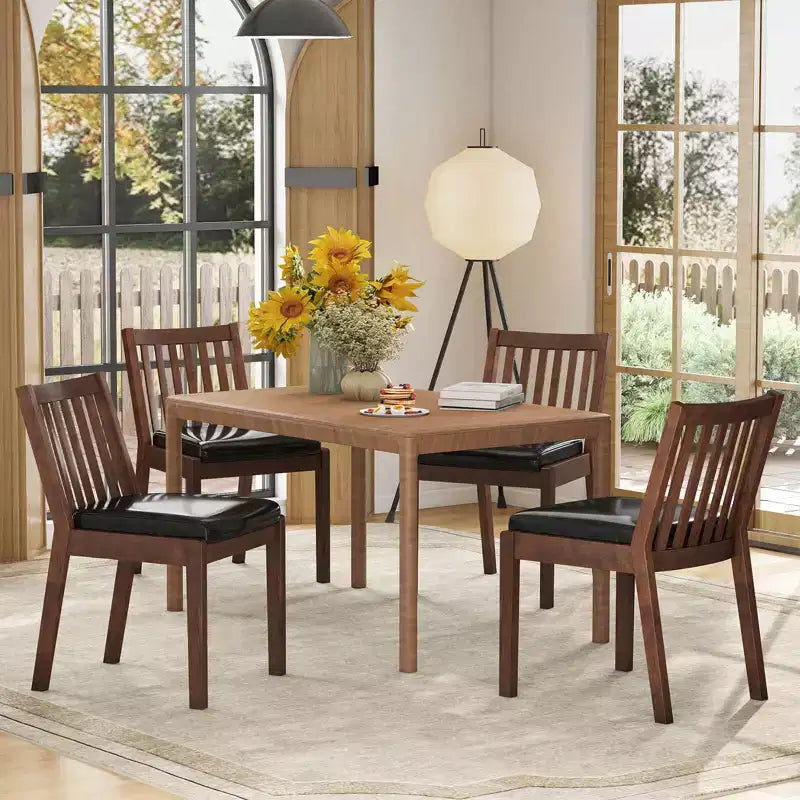 Costway Dining Chair Set of 2/4 PU Leather Upholstered Kitchen Armless Chairs Espresso