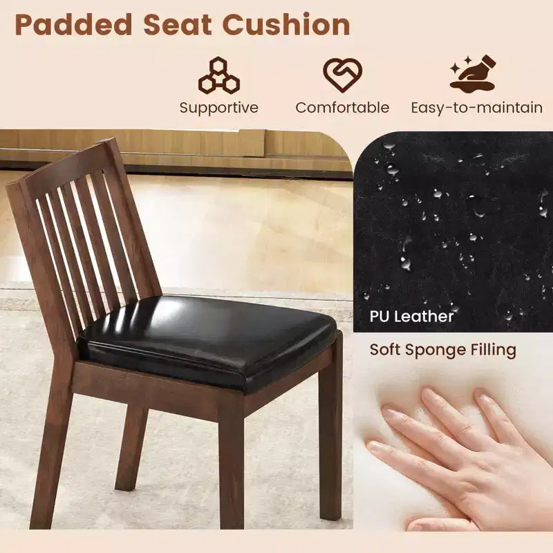 Costway Dining Chair Set of 2/4 PU Leather Upholstered Kitchen Armless Chairs Espresso