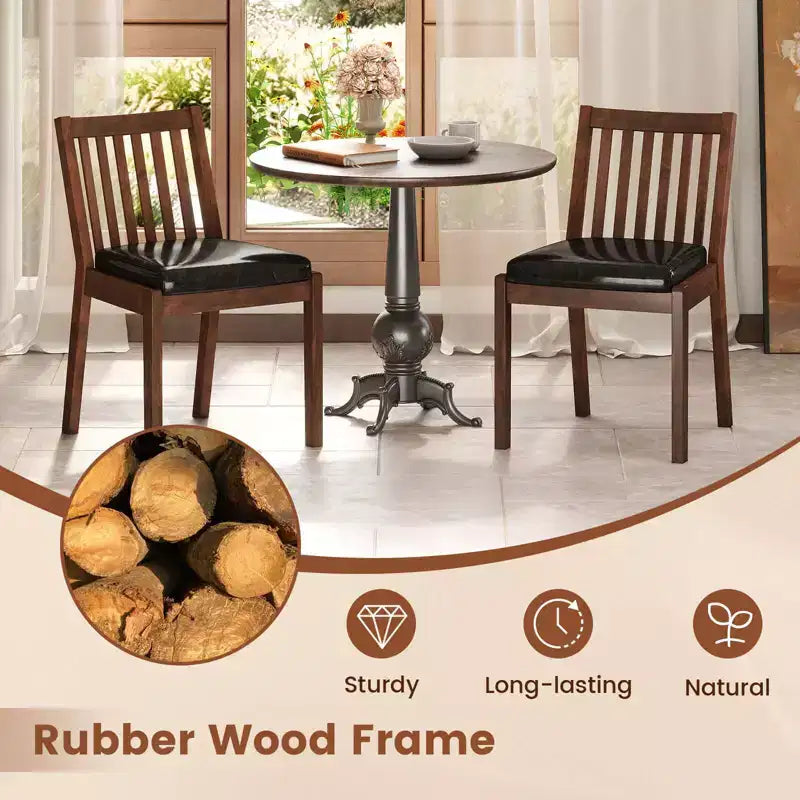 Costway Dining Chair Set of 2/4 PU Leather Upholstered Kitchen Armless Chairs Espresso