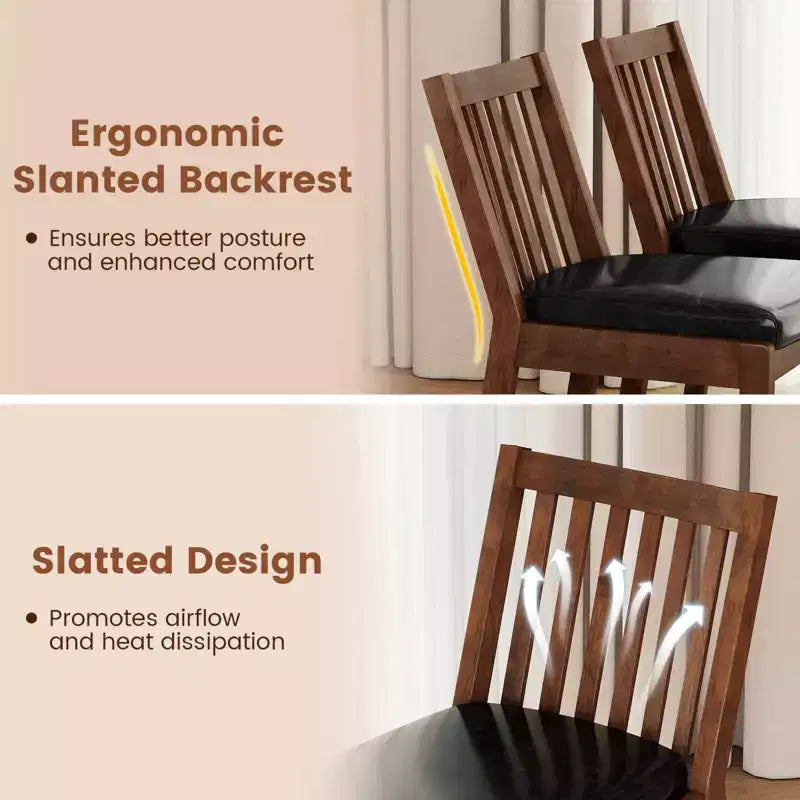 Costway Dining Chair Set of 2/4 PU Leather Upholstered Kitchen Armless Chairs Espresso