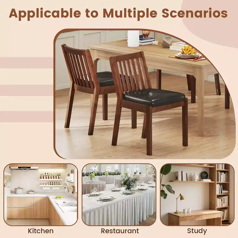 Costway Dining Chair Set of 2/4 PU Leather Upholstered Kitchen Armless Chairs Espresso